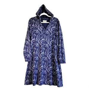 Cabela's Women's L Reg Dress Blue Knee Length Long Sleeves  with Hoodie